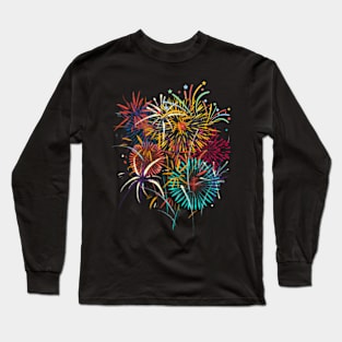 Fireworks Watercolor Long Sleeve T-Shirt